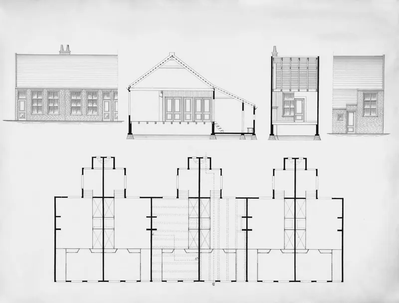 Building elevations and floor plan drawings